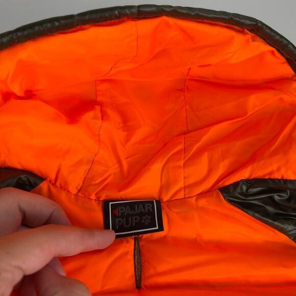 Pajar Pup Seymour Lightweight Dog Puffer Jacket Military Green Orange Size Small - Picture 12 of 12